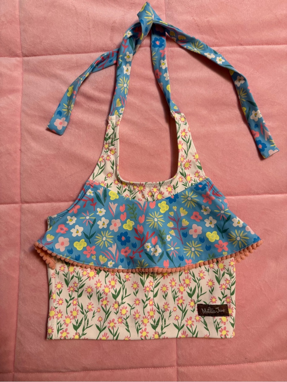 Matilda Jane Toddler Floral Halter Tank Top - Blue & Cream Floral